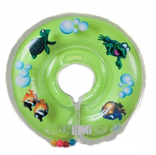 Круг для купания младенцев на шею с погремушками и ручками Delfin 4+, ЗЕЛЕНЫЙ D4-110814-green