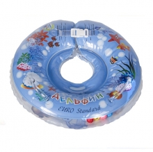 Круг для купания младенцев на шею с погремушками и ручками Delfin EUROSTANDART, Дельфин Голубой DES230414-blue