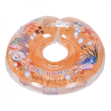 Круг для купания младенцев на шею с погремушками и ручками Delfin EUROSTANDART, Дельфин Оранжевый DES230414-orange