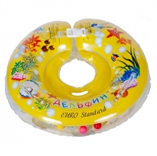 Круг для купания младенцев на шею с погремушками и ручками Delfin EUROSTANDART, Дельфин Желтый DES230414-yellow